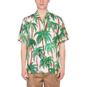 ENDLESS JOY Men's Palm Tree Print Short Sleeve Shirt Men BABY BLUE Shirts